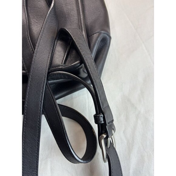 Vtg Coach Black Leather Backpack The‎ Daypack Style Rucksack Drawstring Mini - Picture 8 of 10